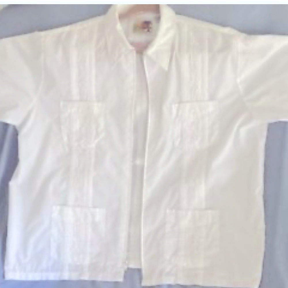Crisp White Haband Zip up Cartel Cigar Smoking Shirt XL NWT